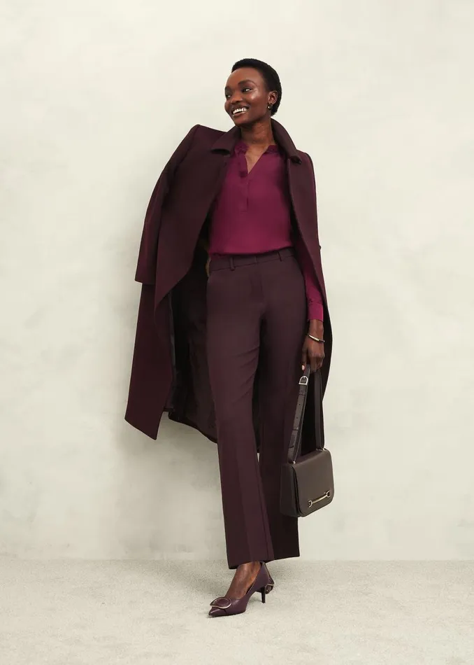 Petite Coats and Jackets Women HOBBS Petite Livia Wool Coat Malbec Purple