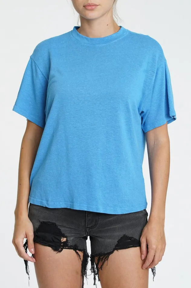 Pistola Denim Palmer Hemp Box Tee 8211 Malibu Blue Women Tops