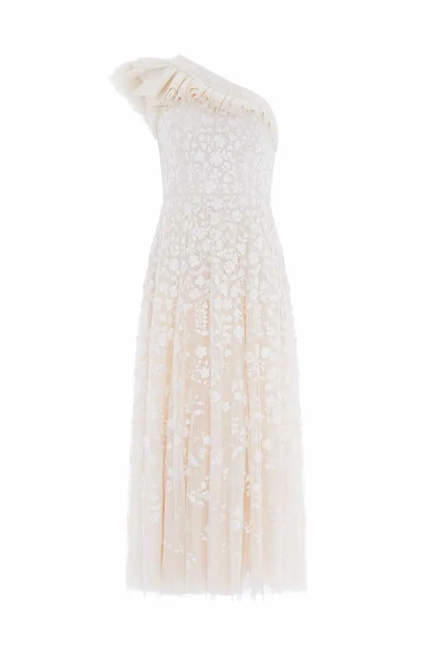 Posy Pirouette OneShoulder Ankle Gown Champagne Women Needle and Thread Dresses