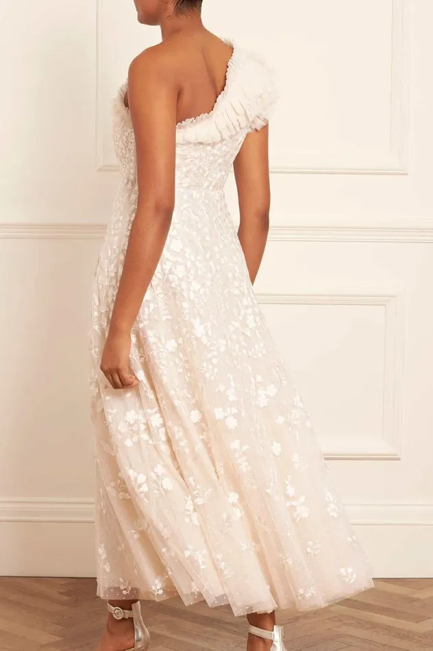 Posy Pirouette OneShoulder Ankle Gown Champagne Women Needle and Thread Dresses