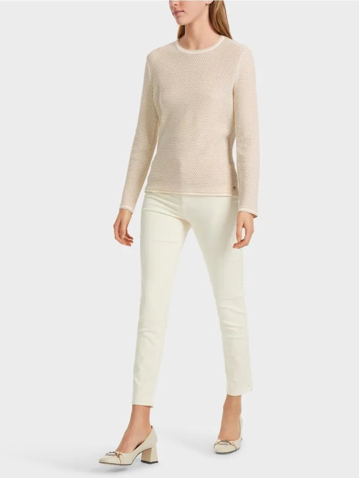 Pullover and Sweatshirts Damen Marc Cain LurexPulli Knitted In Germany Soft Cream