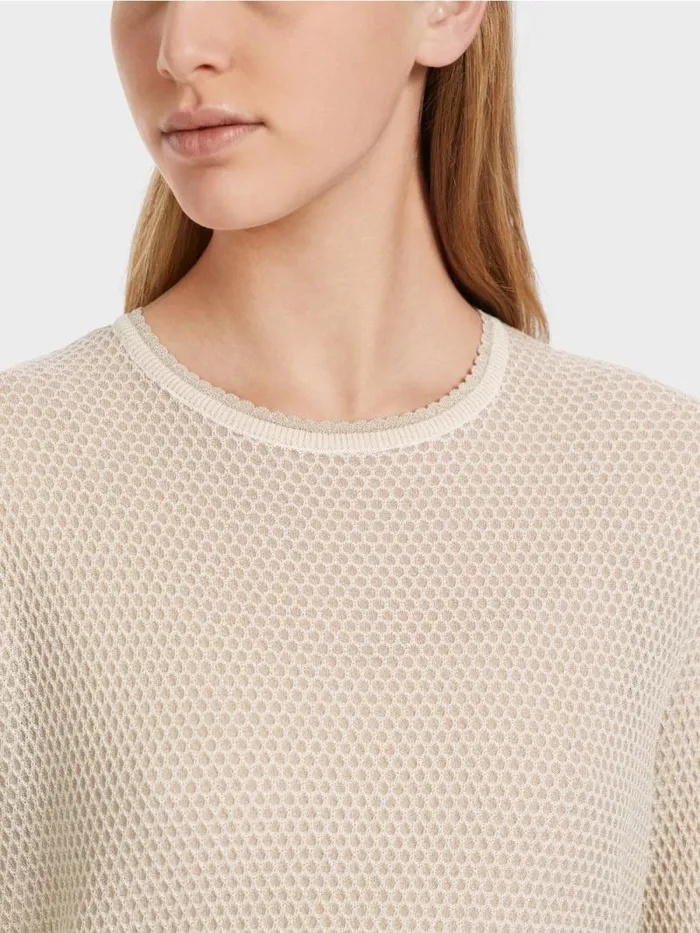 Pullover and Sweatshirts Damen Marc Cain LurexPulli Knitted In Germany Soft Cream