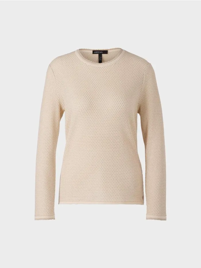 Pullover and Sweatshirts Damen Marc Cain LurexPulli Knitted In Germany Soft Cream
