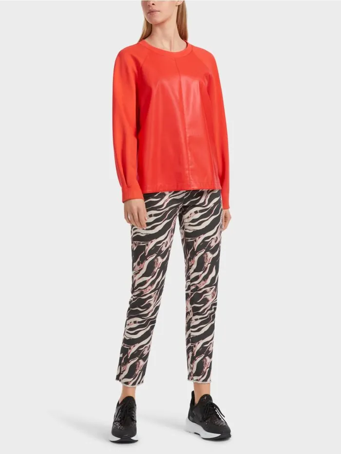 Pullover and Sweatshirts Damen Marc Cain Raglan Sweatshirt Mit Materialmix Campari