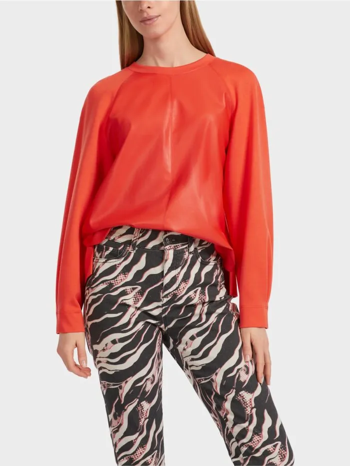 Pullover and Sweatshirts Damen Marc Cain Raglan Sweatshirt Mit Materialmix Campari
