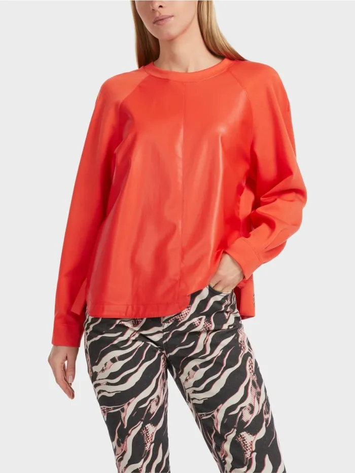 Pullover and Sweatshirts Damen Marc Cain Raglan Sweatshirt Mit Materialmix Campari