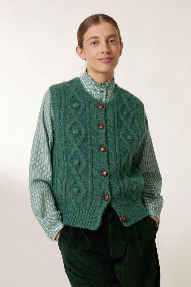 Pulls and Vests Women Leon and Harper Malka Chn Cardigan Green
