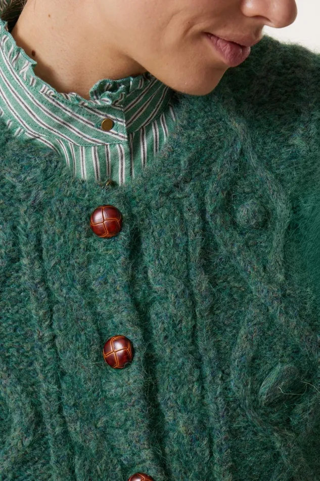 Pulls and Vests Women Leon and Harper Malka Chn Cardigan Green