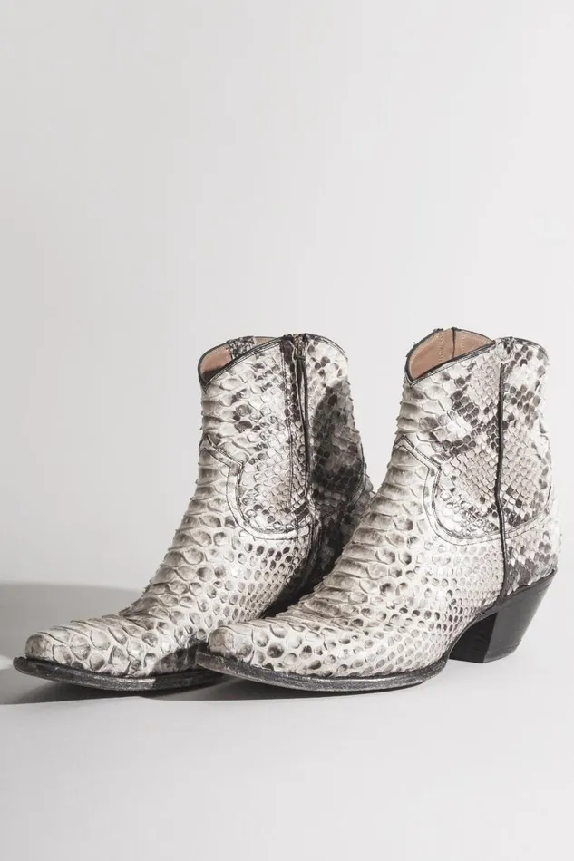 R13 Boots Women COWBOY ANKLE BOOT 8211 BROWN SNAKE