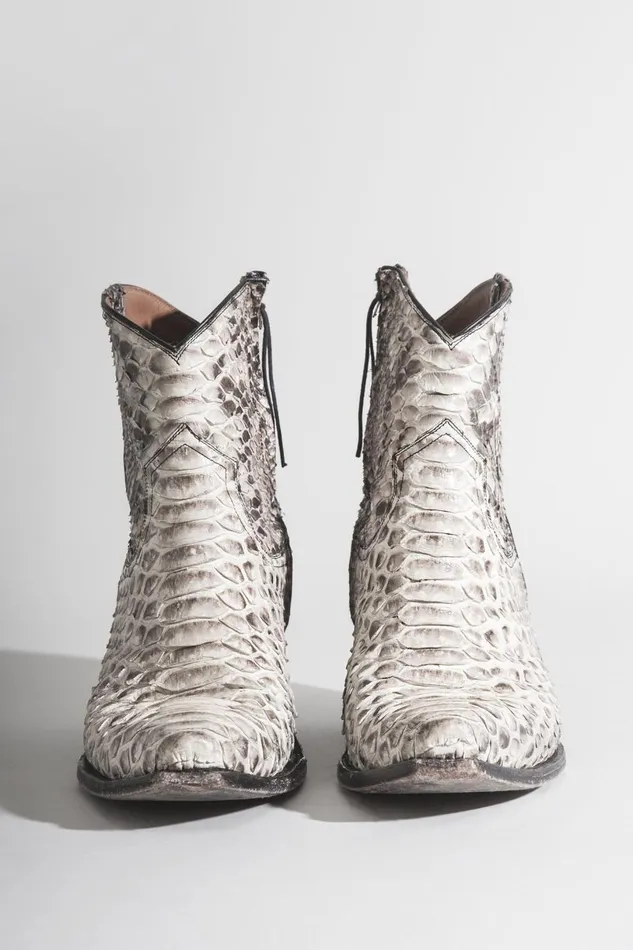 R13 Boots Women COWBOY ANKLE BOOT 8211 BROWN SNAKE