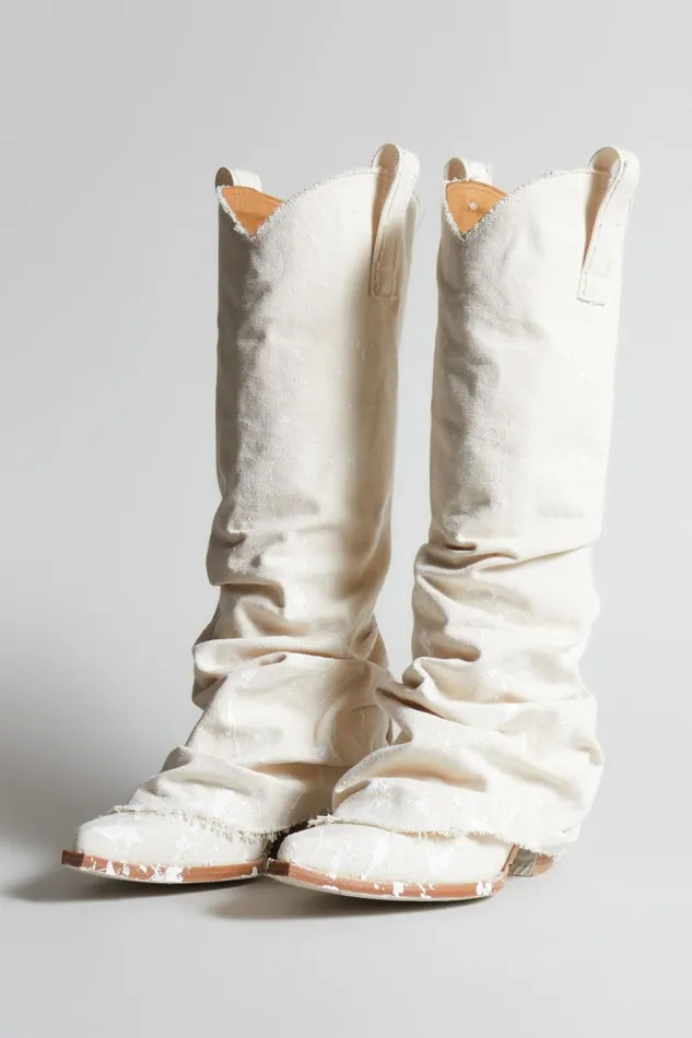 R13 Cowboys Women MID COWBOY BOOT 8211 PAINT SPLATTER CANVAS