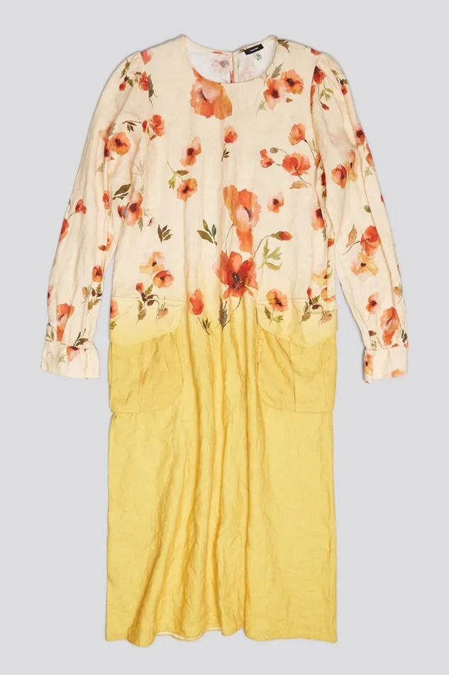 R13 Dresses and Skirts Women BELLOW POCKET DRESS 8211 YELLOW POPPY PRINT