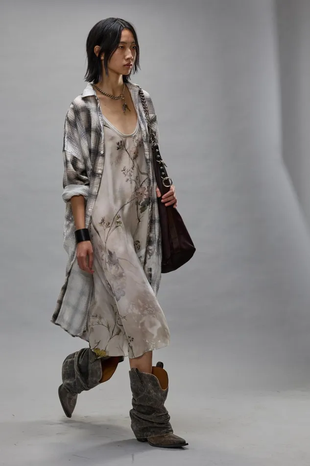 R13 Dresses and Skirts Women JUMBO SHIRTDRESS 8211 PRINTED GREY PLAID