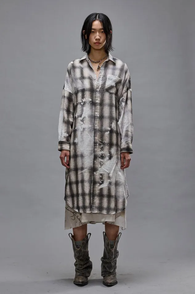 R13 Dresses and Skirts Women JUMBO SHIRTDRESS 8211 PRINTED GREY PLAID