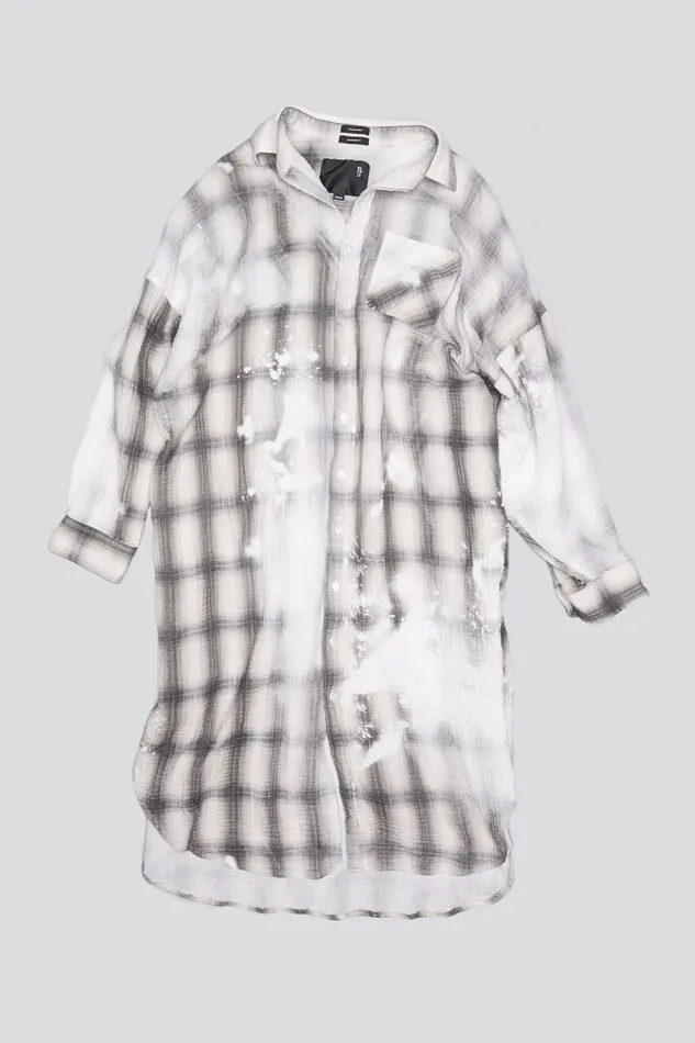 R13 Dresses and Skirts Women JUMBO SHIRTDRESS 8211 PRINTED GREY PLAID