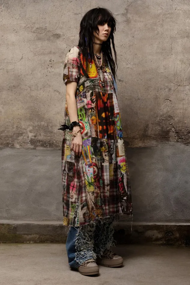 R13 Dresses and Skirts Women RELAXED MIDI 8211 GRAFFITI PLAID