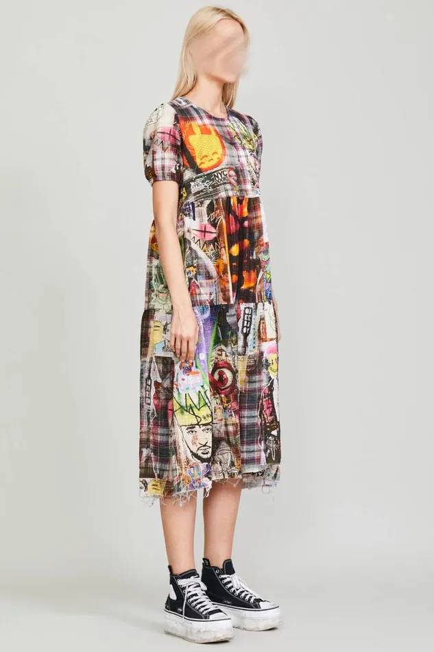 R13 Dresses and Skirts Women RELAXED MIDI 8211 GRAFFITI PLAID