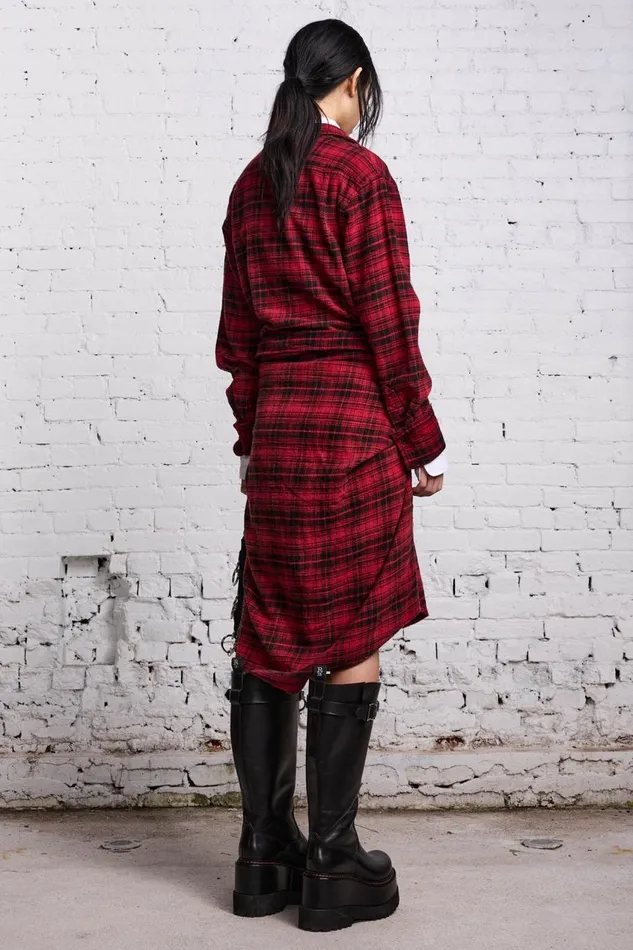 R13 Dresses and Skirts Women TIE SHIRTDRESS 8211 RED AND BLACK