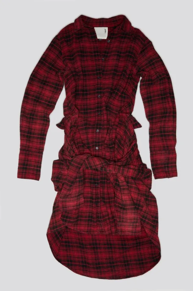 R13 Dresses and Skirts Women TIE SHIRTDRESS 8211 RED AND BLACK