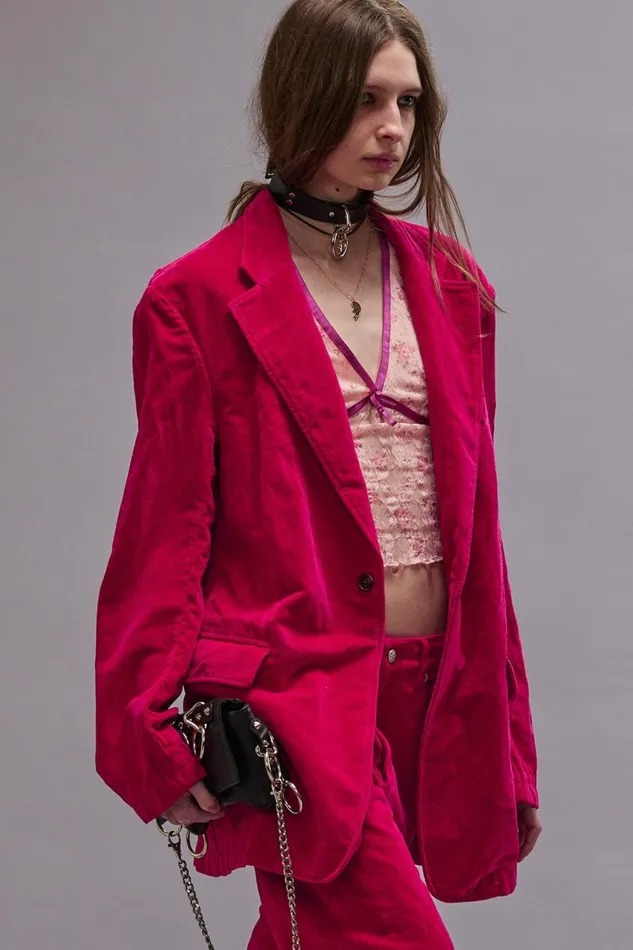 R13 Jackets and Coats Women OVERSIZED RAGGED BLAZER 8211 RASPBERRY