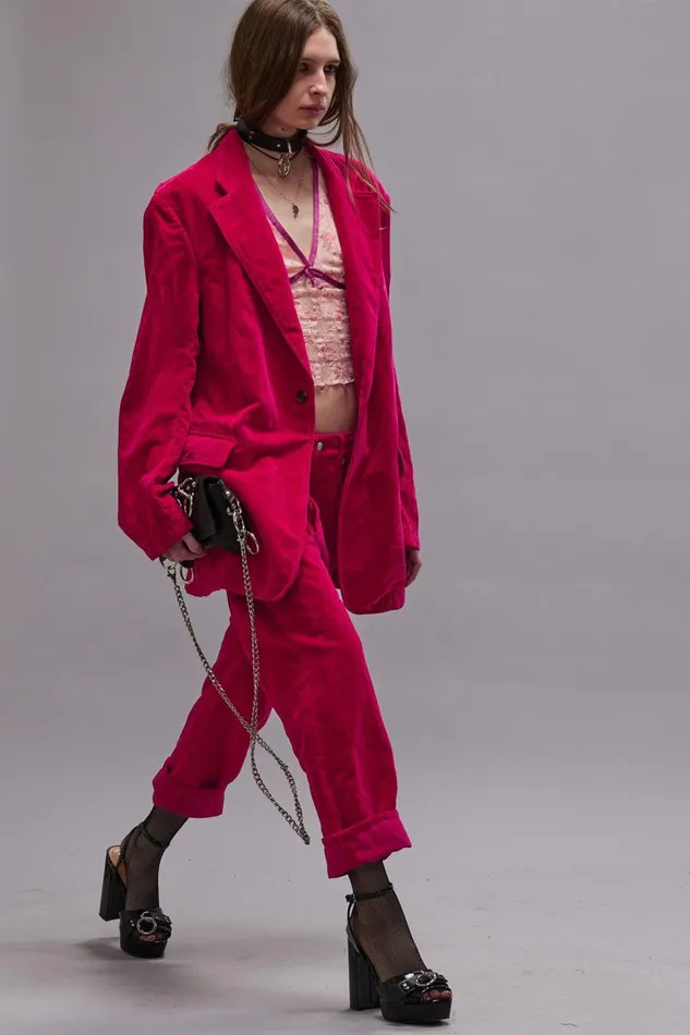 R13 Jackets and Coats Women OVERSIZED RAGGED BLAZER 8211 RASPBERRY