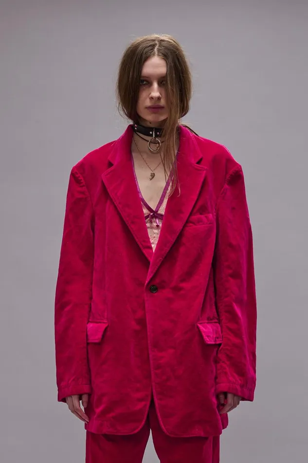 R13 Jackets and Coats Women OVERSIZED RAGGED BLAZER 8211 RASPBERRY
