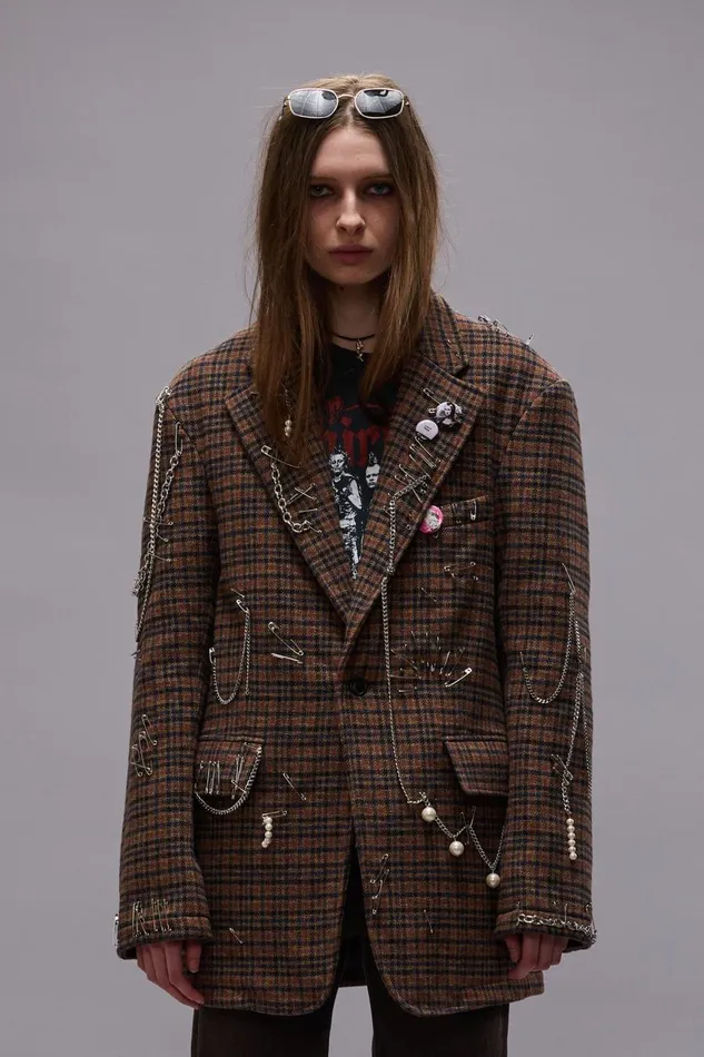 R13 Jackets and Coats Women PINCUSHION BLAZER 8211 BROWN PLAID