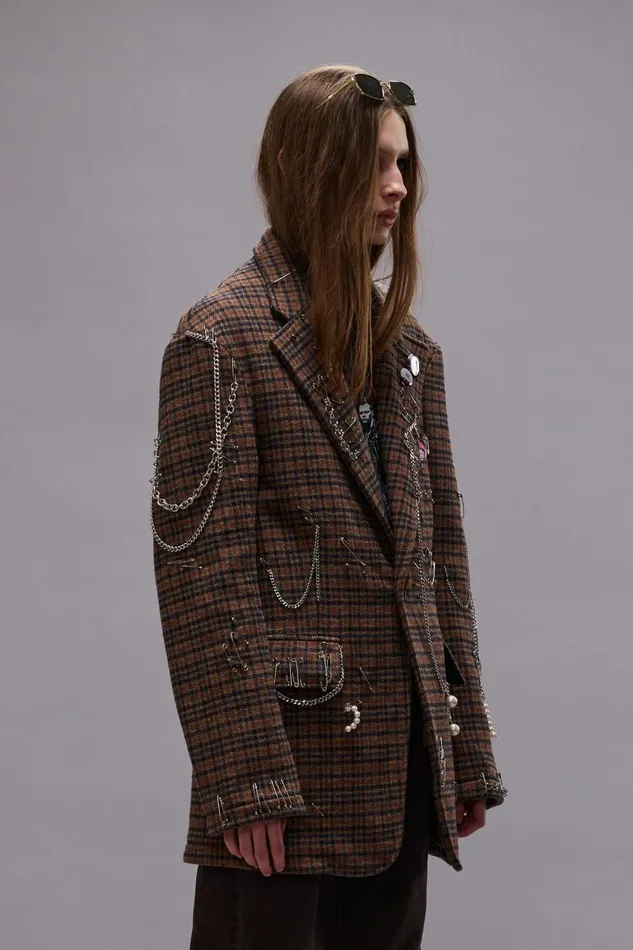 R13 Jackets and Coats Women PINCUSHION BLAZER 8211 BROWN PLAID