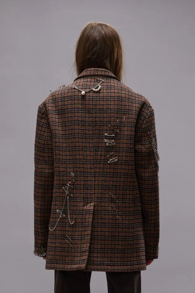 R13 Jackets and Coats Women PINCUSHION BLAZER 8211 BROWN PLAID