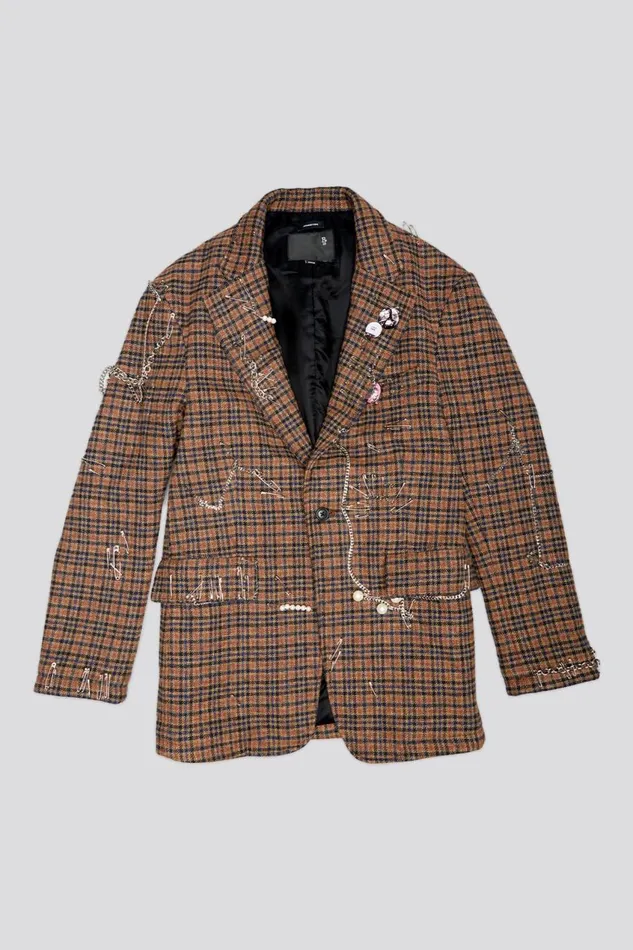 R13 Jackets and Coats Women PINCUSHION BLAZER 8211 BROWN PLAID