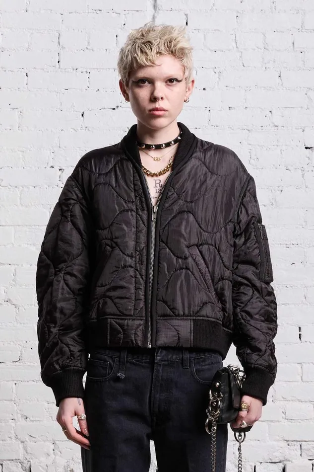 R13 Jackets and Coats Women REFURBISHED LINER BOMBER 8211 BLACK OVERDYE