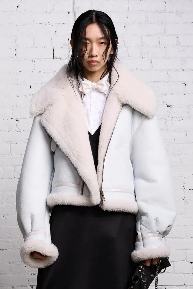 R13 Jackets and Coats Women SHEARLING AVIATOR 8211 WHITE