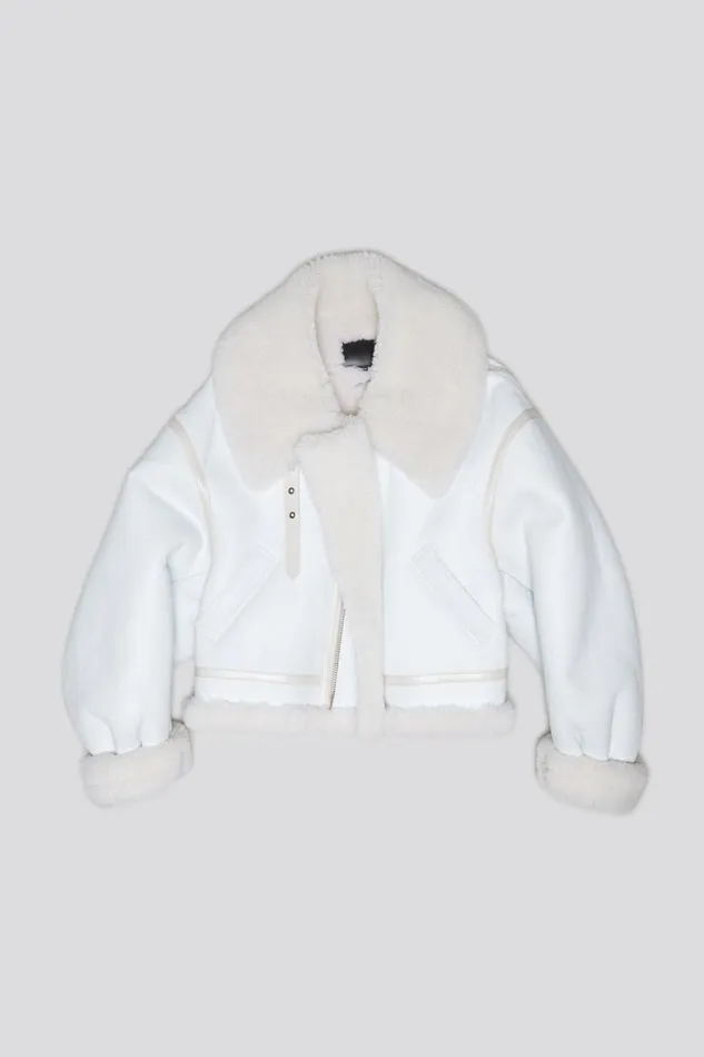 R13 Jackets and Coats Women SHEARLING AVIATOR 8211 WHITE
