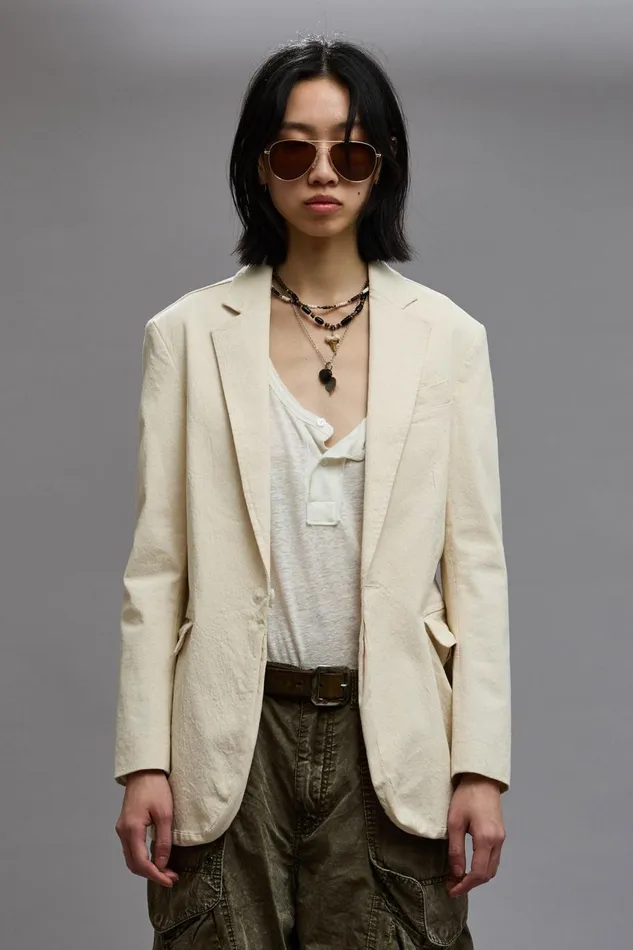 R13 Jackets and Coats Women SHRUNKEN BELLOW POCKET BLAZER 8211 NATURAL