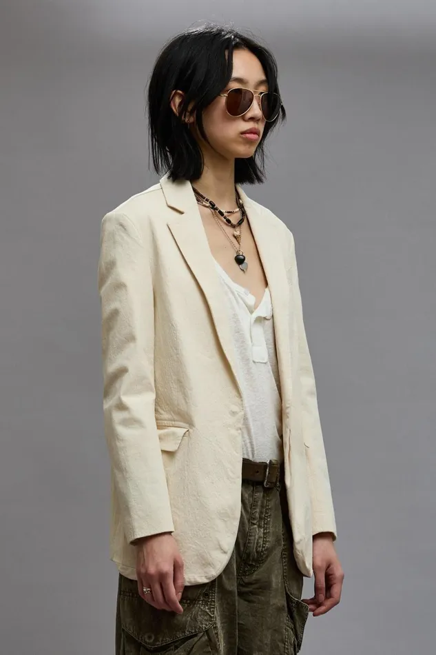 R13 Jackets and Coats Women SHRUNKEN BELLOW POCKET BLAZER 8211 NATURAL