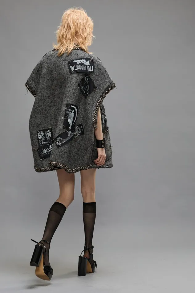 R13 Jackets and Coats Women SLEEVELESS CHORE JACKET 8211 GREY HERRINGBONE