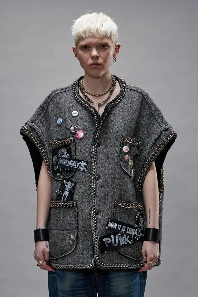 R13 Jackets and Coats Women SLEEVELESS CHORE JACKET 8211 GREY HERRINGBONE