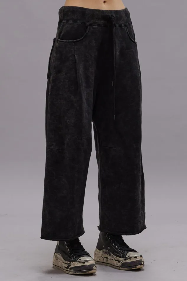 R13 Pants and Shorts Women CROPPED PLEATED SWEATPANT 8211 ACID BLACK