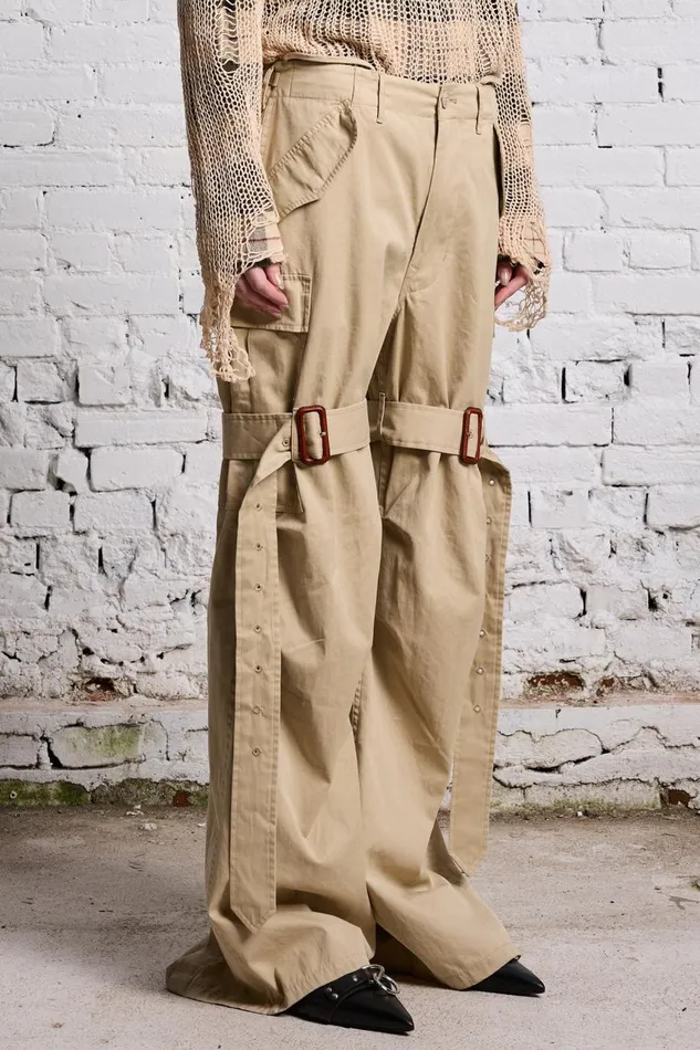 R13 Pants and Shorts Women TRENCH CARGO 8211 LIGHT KHAKI