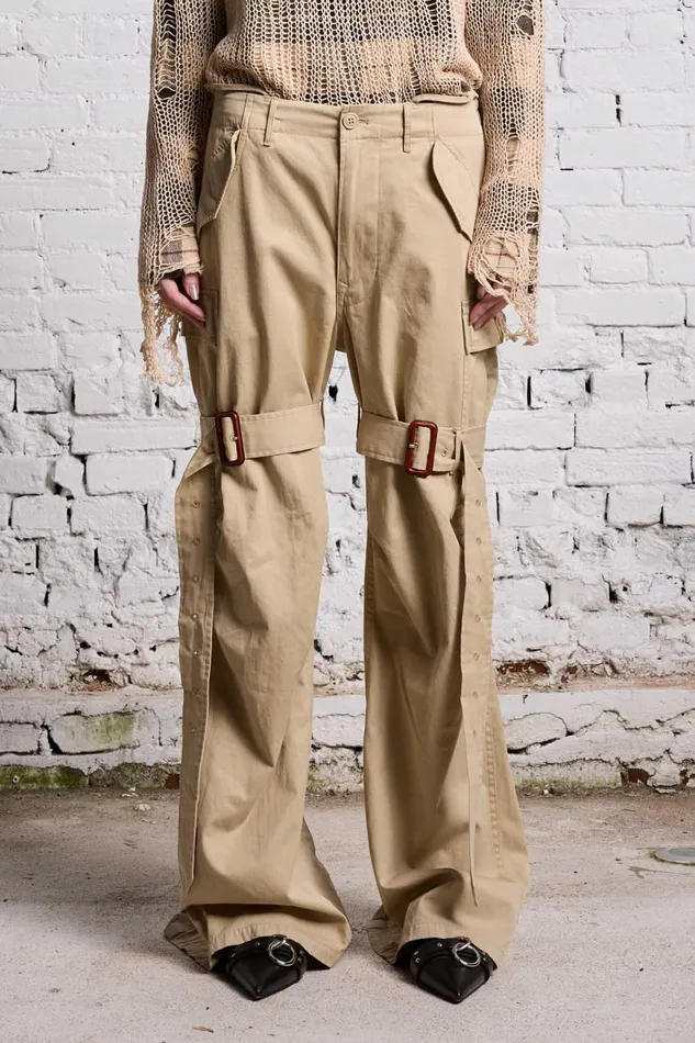 R13 Pants and Shorts Women TRENCH CARGO 8211 LIGHT KHAKI