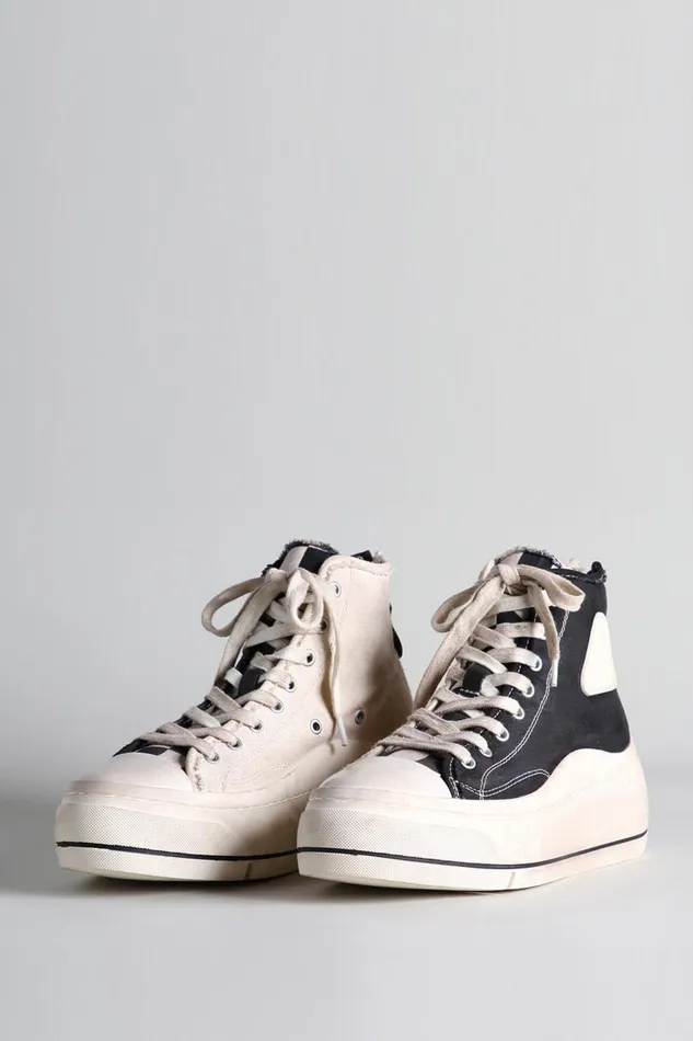 R13 Sale Men Kurt High Top Sneaker 8211 BlackEcru Denim
