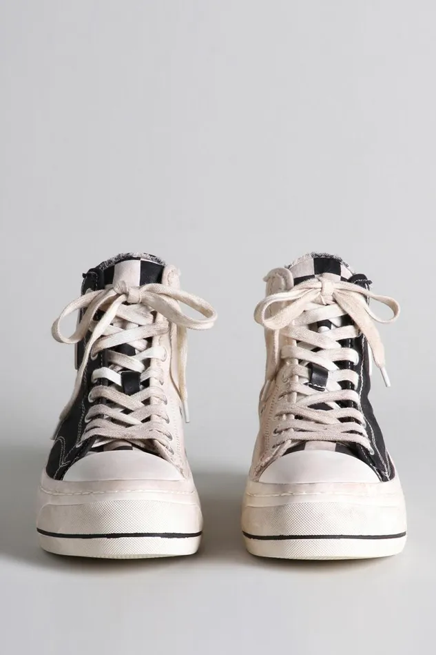 R13 Sale Men Kurt High Top Sneaker 8211 BlackEcru Denim