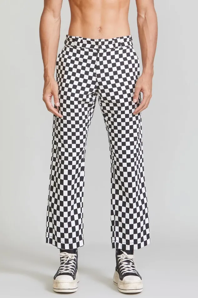R13 Sale Men Slouch Pant 8211 Black Checker Denim