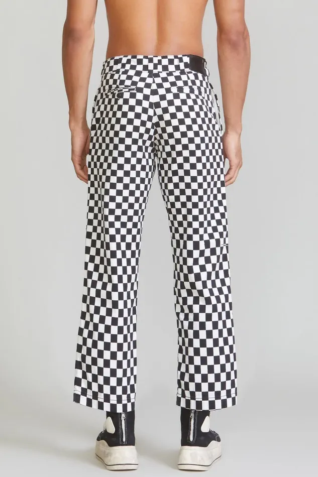 R13 Sale Men Slouch Pant 8211 Black Checker Denim