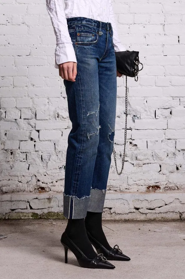 R13 Sale Women BOY STRAIGHT 8211 CASLON SELVEDGE BLUE