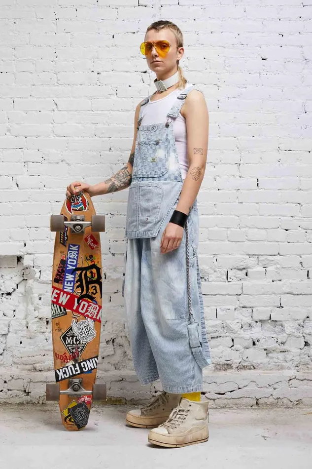 R13 Sale Women CROPPED DOUBLE BIB OVERALL 8211 HICKORY CHECKERBOARD