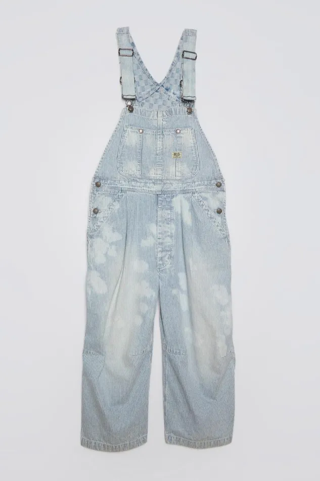 R13 Sale Women CROPPED DOUBLE BIB OVERALL 8211 HICKORY CHECKERBOARD