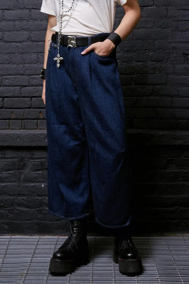 R13 Sale Women CROPPED WIDELEG JEAN 8211 KOZE RINSED INDIGO
