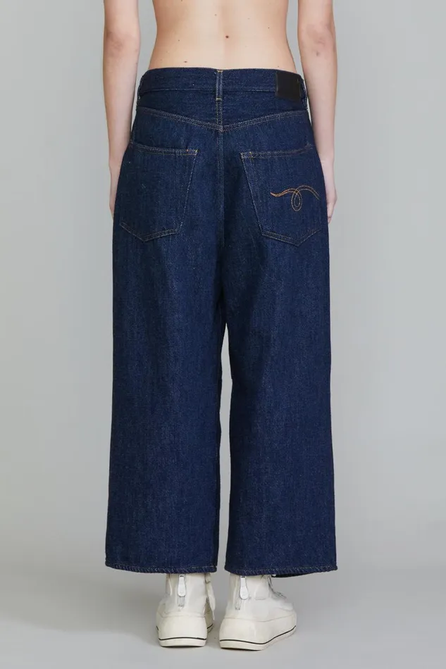 R13 Sale Women CROPPED WIDELEG JEAN 8211 KOZE RINSED INDIGO
