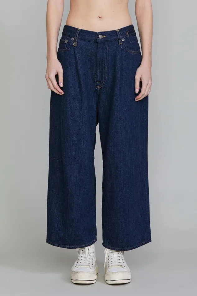 R13 Sale Women CROPPED WIDELEG JEAN 8211 KOZE RINSED INDIGO